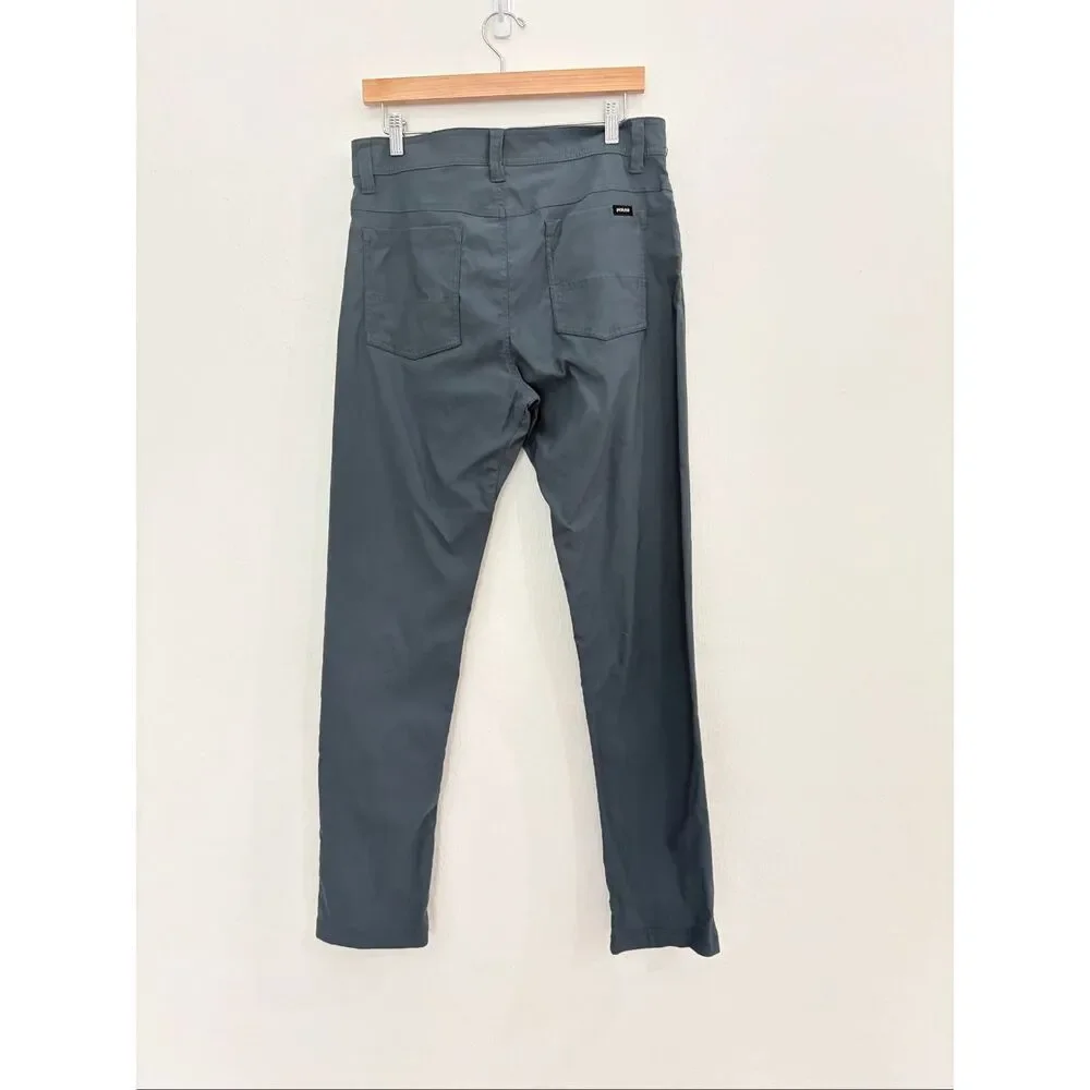 Prana Men’s Size 33x32 Slim Fit Blue/Gray Flat Front Pants Trousers Double Peak
